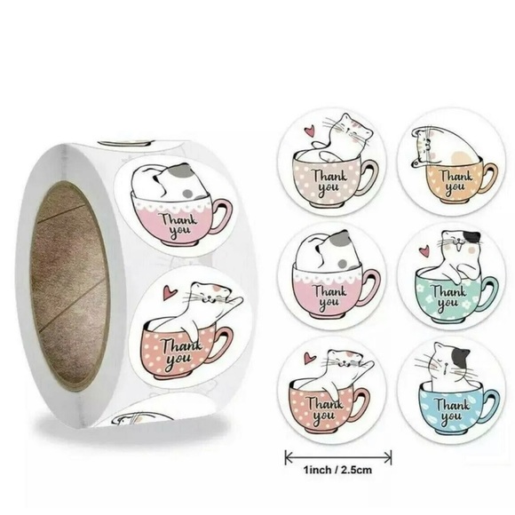 Other - 1'' IN 500 THANK YOU CAT ENVELOPE SEALS LABELS STICKERS NWT​​​